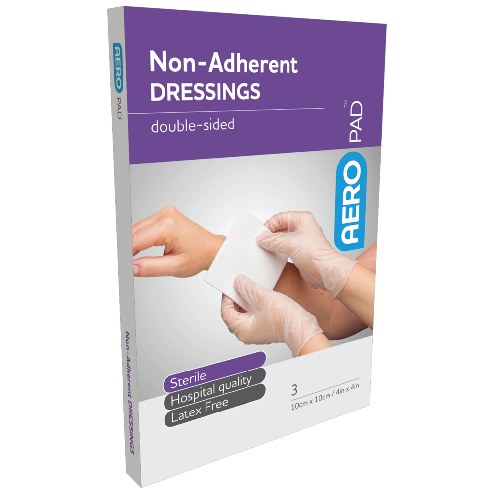 Non-Adherent Wound Dressing Pad 10x10cm (4x4 Inches) Sterile 3-Pack - Gentle Protection for Cuts, Burns & Post-Surgical Care