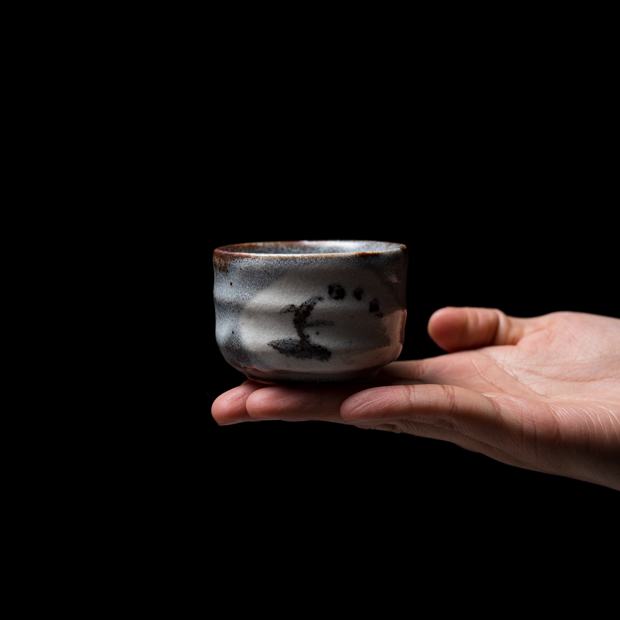 Japanese Pottery Sake Cup - Handcrafted Nezumi Shino Guinom - Traditional Ceramic Drinking Vessel for Sake, Tea, or Whiskey - Perfect for Japanese Dining, Gift Giving & Home Decor