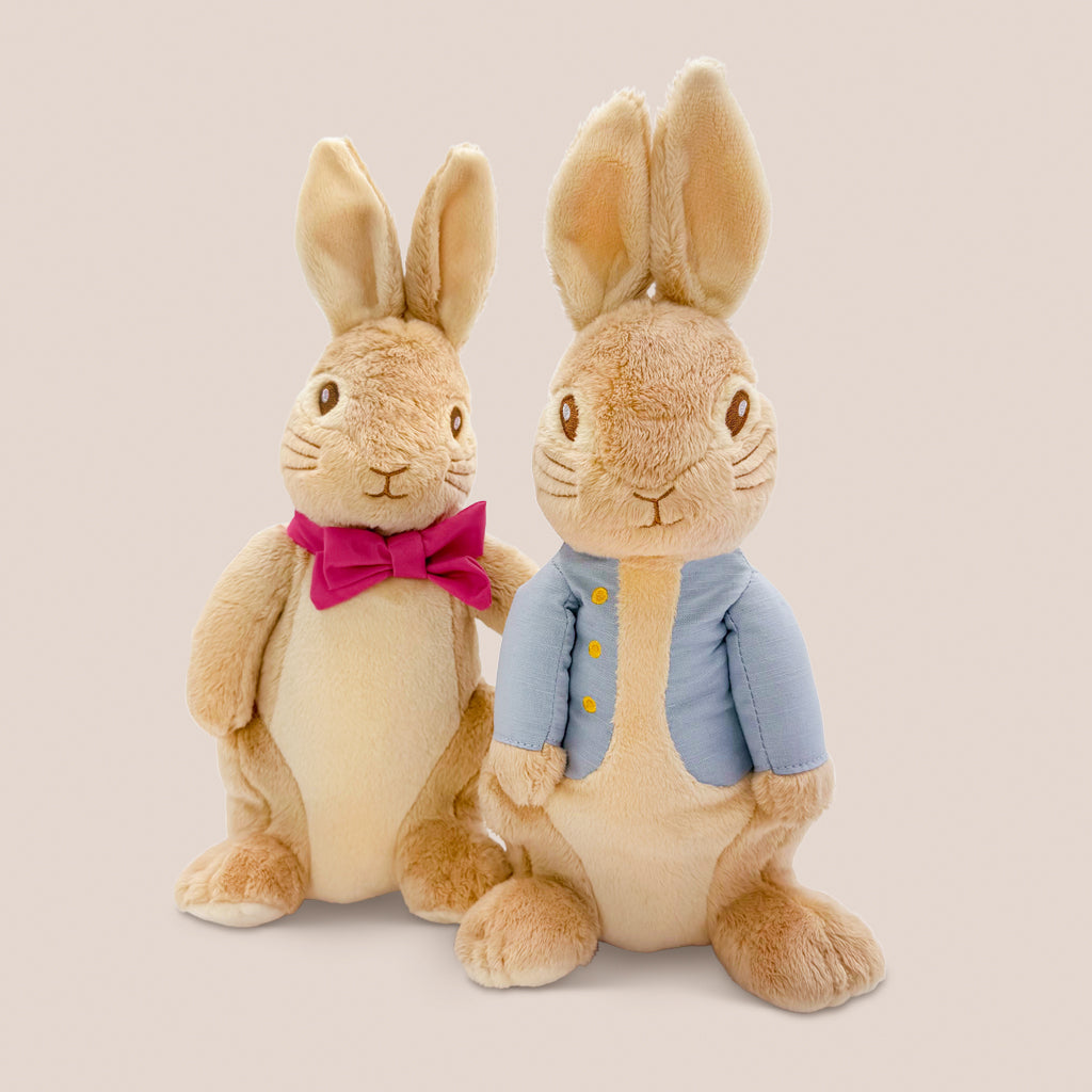Large Peter Rabbit and Flopsy Bunny Plush Stuffed Animals - Cute Bunny Soft Toy Gift Set for Kids, Easter Decorations & Nursery Room Decor