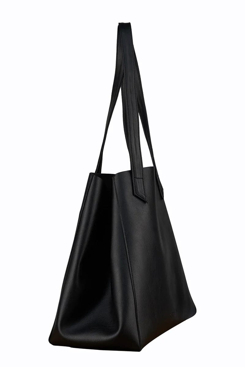 Totissimo Foldable Vegan Leather Tote Bag for Women - Stylish & Eco-Friendly Black Handbag | Perfect for Work, Travel & Shopping