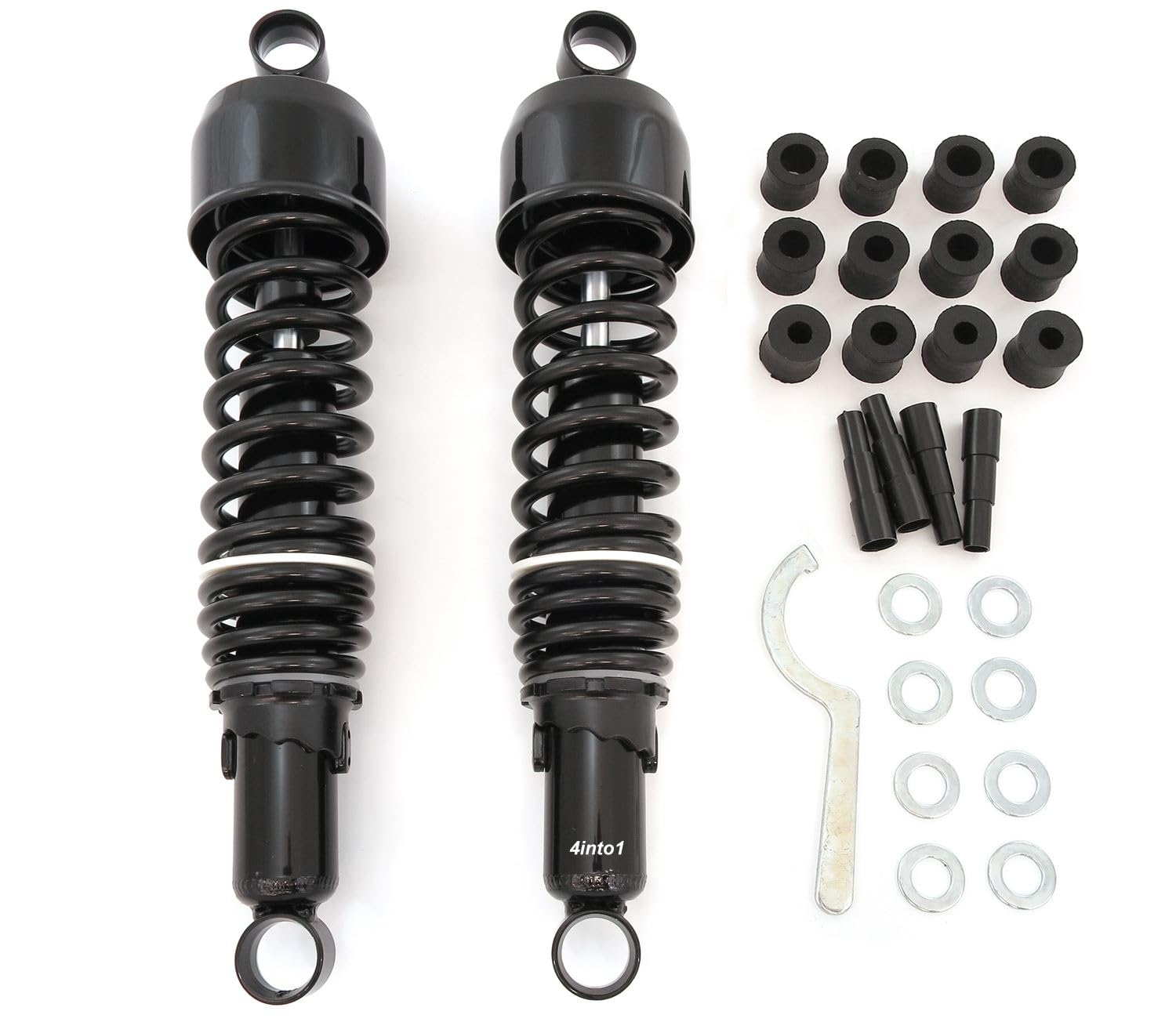 Universal Motorcycle Performance Shocks - Black Eye/Eye Design 335mm (13 1/8