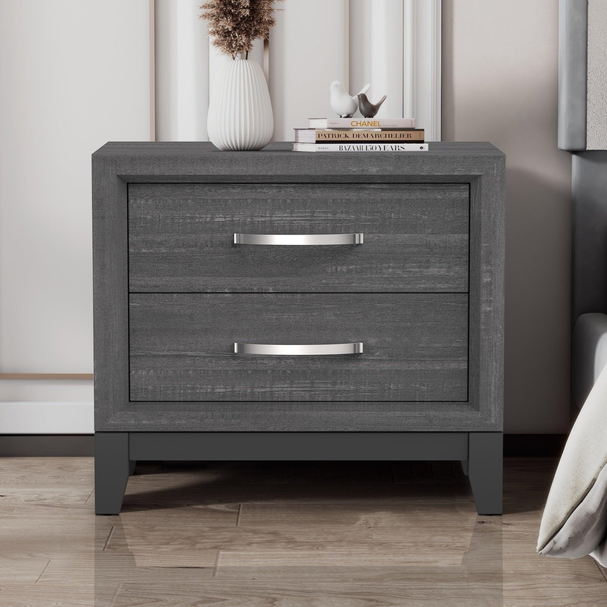 Lucien Modern Wood Nightstand with 2 Drawers - Solid Wood Bedside Table for Bedroom, Living Room & Office - Stylish Storage Furniture with Smooth Gliding Drawers