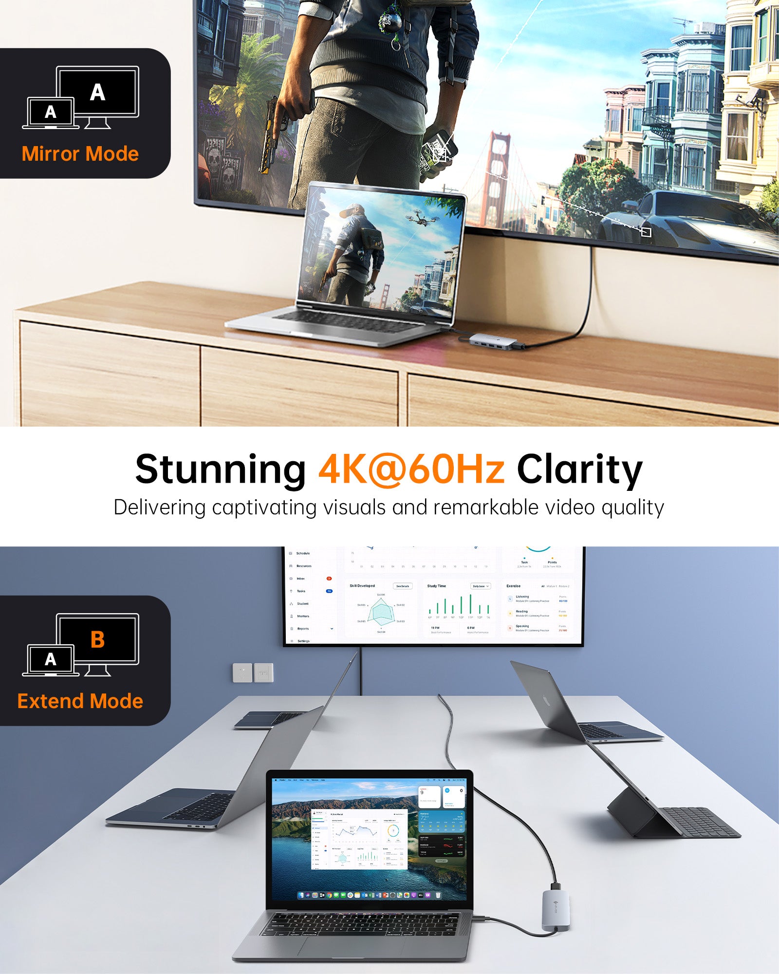NOVOO 9-in-1 USB C Hub with HDMI, Ethernet, USB 3.0, SD/TF Card Reader - Perfect for MacBook, Chromebook, Laptop & Tablet Connectivity