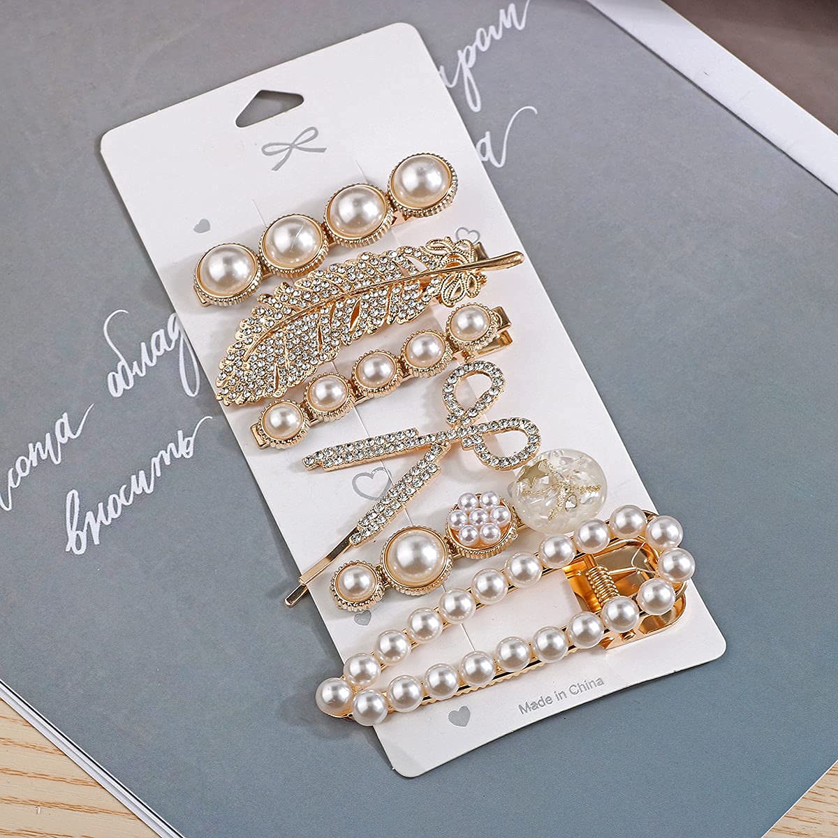 Starvis Geometric Hollow Metal Hair Clips for Women - Korean Style Pearl Barrettes & Hairpins - Perfect for Girls' Everyday Styling, Parties & Special Occasions