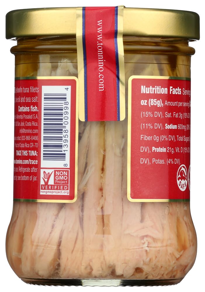 Premium Tonnino Ventresca Tuna in Extra Virgin Olive Oil - 6.7 oz Glass Jars (Pack of 14) | Gourmet Italian Albacore Tuna | Perfect for Salads, Sandwiches & Charcuterie Boards