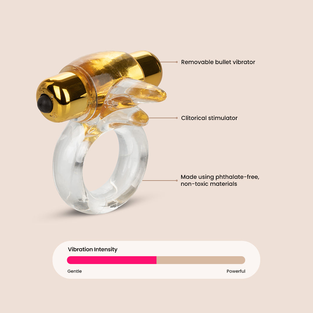 CalExotics Pure Gold Double Trouble Enhancer - Vibrating Penis Ring for Couples | Enhance Intimacy & Pleasure in the Bedroom