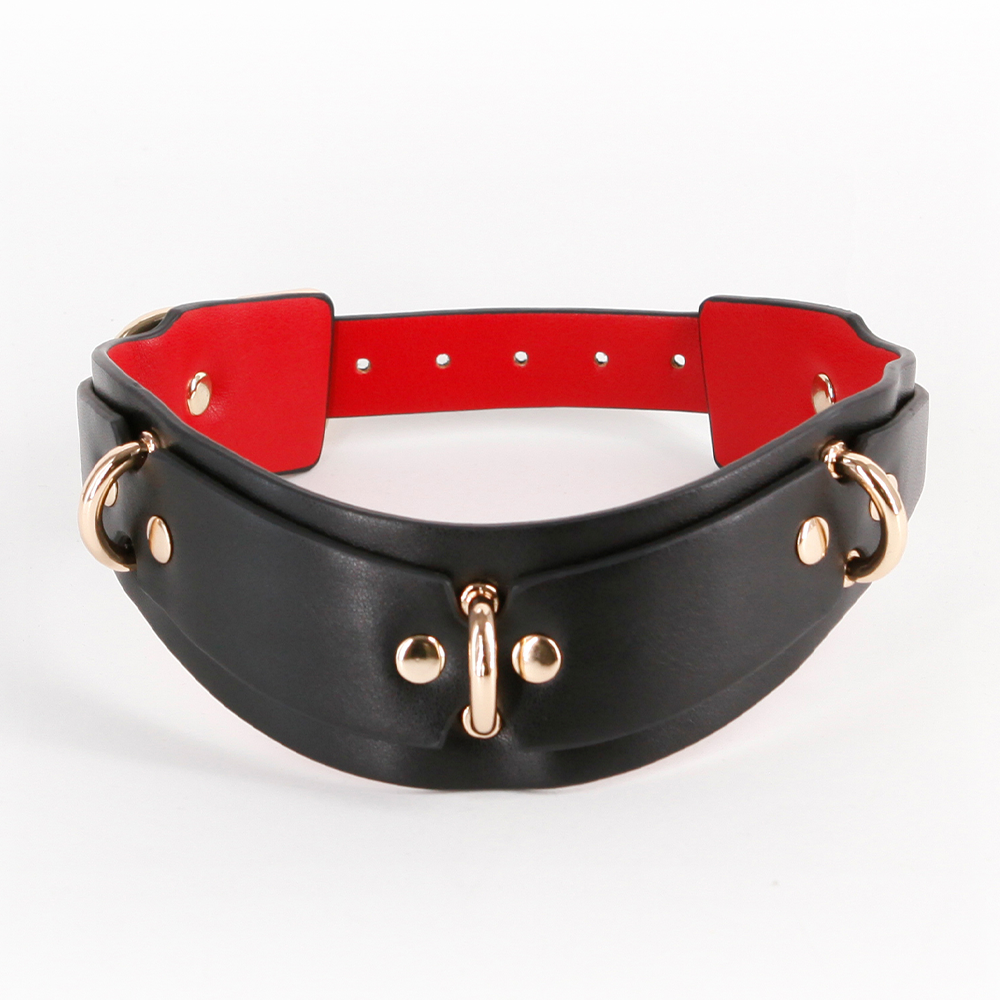 Fetish & Fashion Lilith Curved Faux Leather Posture Collar - Gothic BDSM Accessory for Role Play, Cosplay, and Fashion Statement