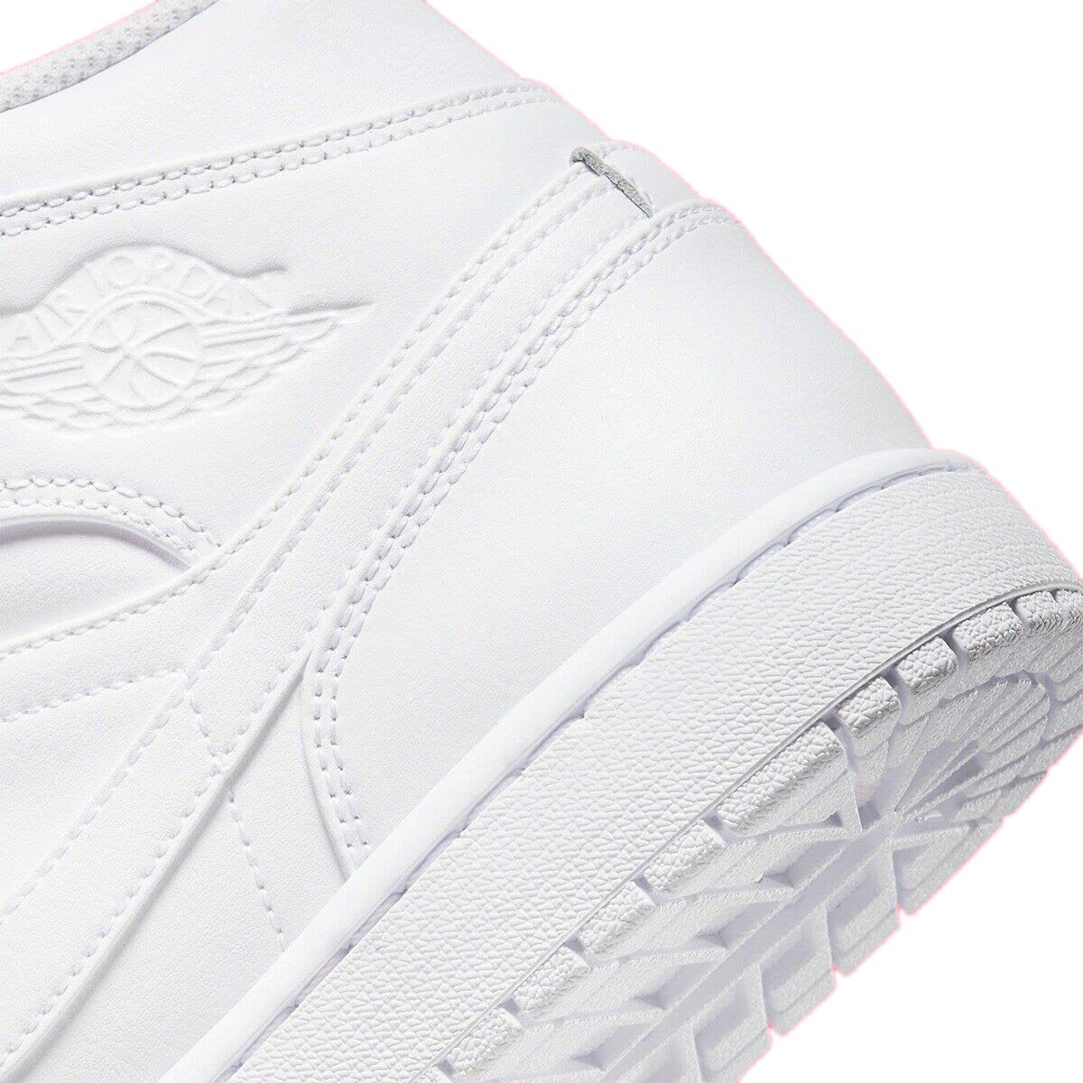 Nike Jordan Men's Air 1 Mid Sneakers - Size 12 White/White-White | Basketball Shoes for Men | Perfect for Streetwear & Casual Wear