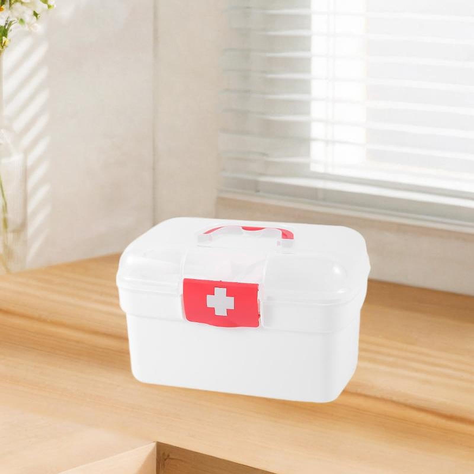 Kokiya Large First Aid Kit with Handle - Medical Emergency Storage Box for Home, Workplace, Camping & Travel - Portable Medicine Organizer for First Aid Supplies & Safety Equipment
