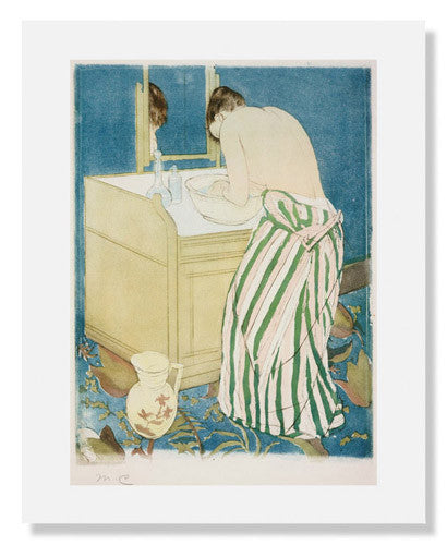 Mary Stevenson Cassatt Woman Bathing Art Print - Impressionist Wall Decor for Living Room, Bedroom & Office - Famous Female Artist Painting Reproduction