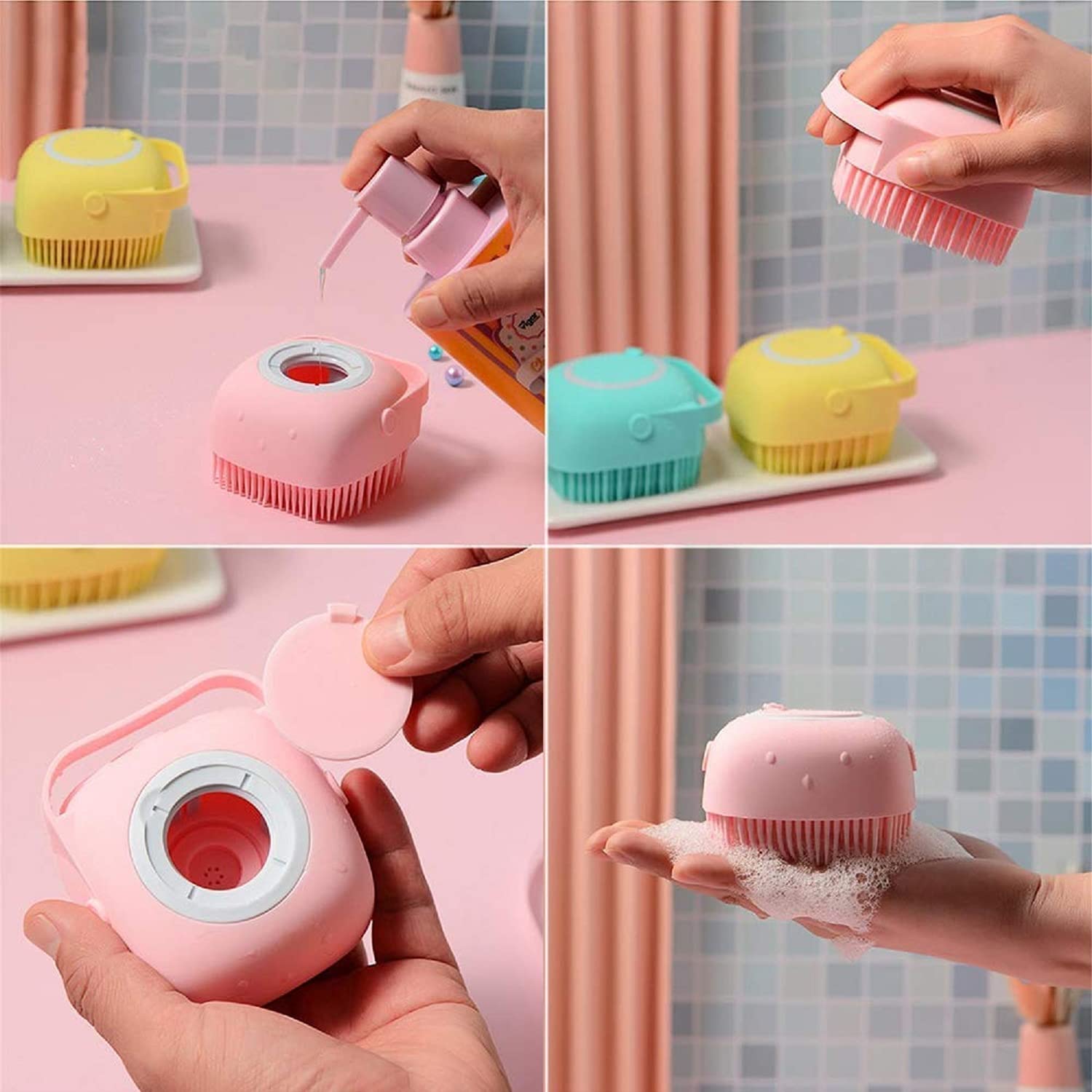 ZURU BUNCH Silicone Body Brush with Shampoo Dispenser - Soft Skin Massage for Shower & Bath