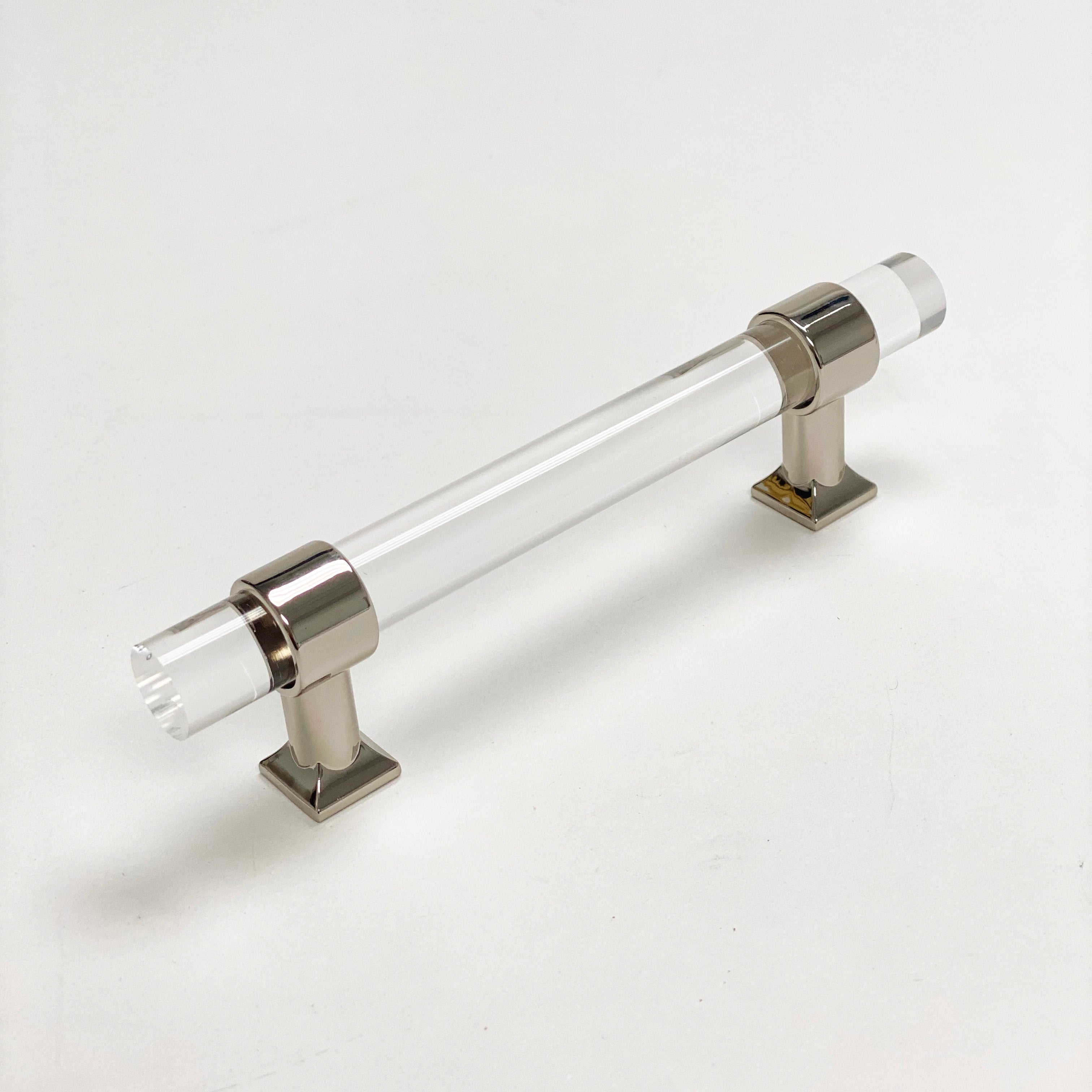 Polished Nickel Nash Drawer Pulls & Cabinet Knobs - Modern Lucite Hardware for Kitchen & Bathroom Cabinets - Durable & Stylish Home Upgrade