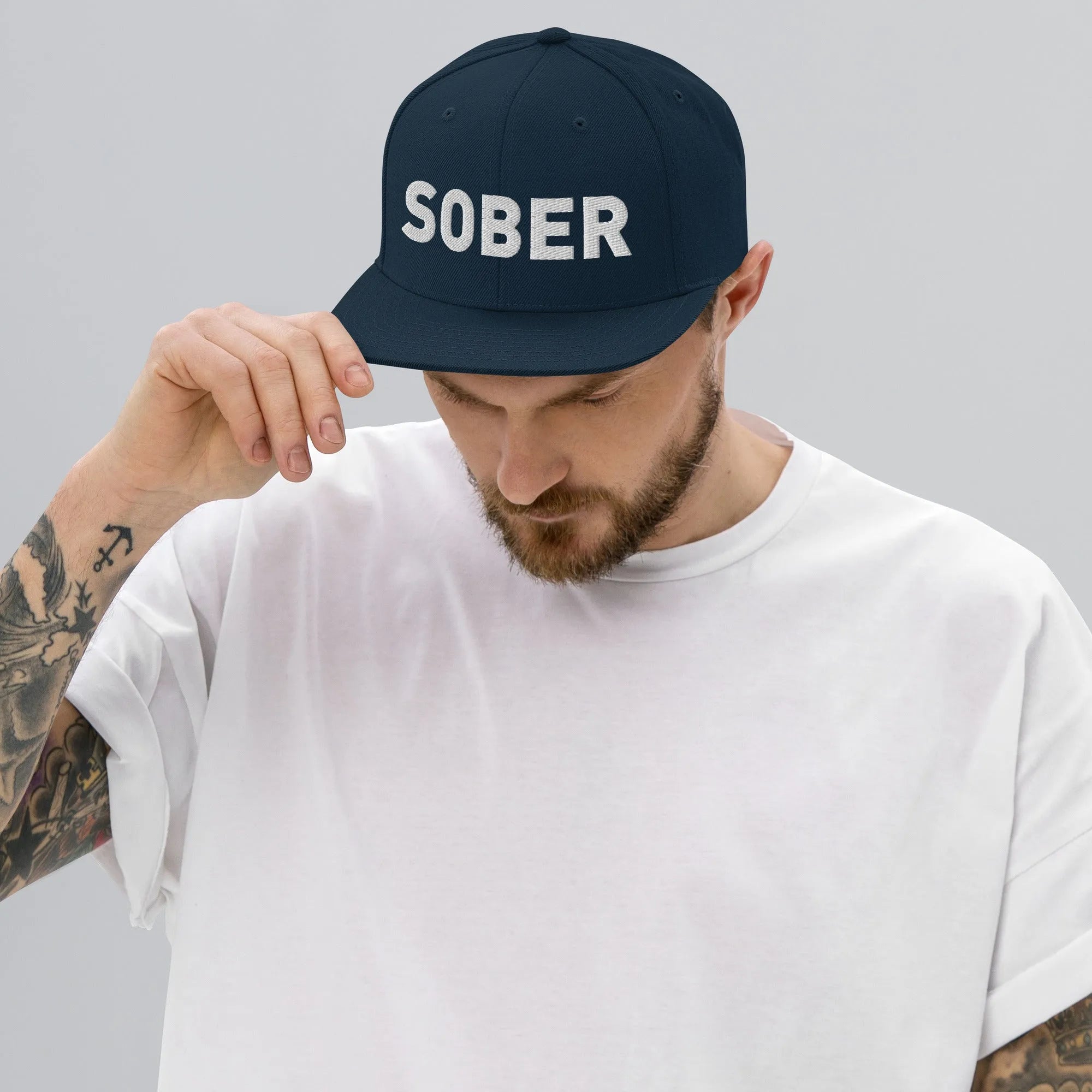 SOBER Embroidered Snapback Hat - Adjustable Dad Hat for Men & Women - Stylish Baseball Cap for Casual Wear, Sports & Outdoor Activities