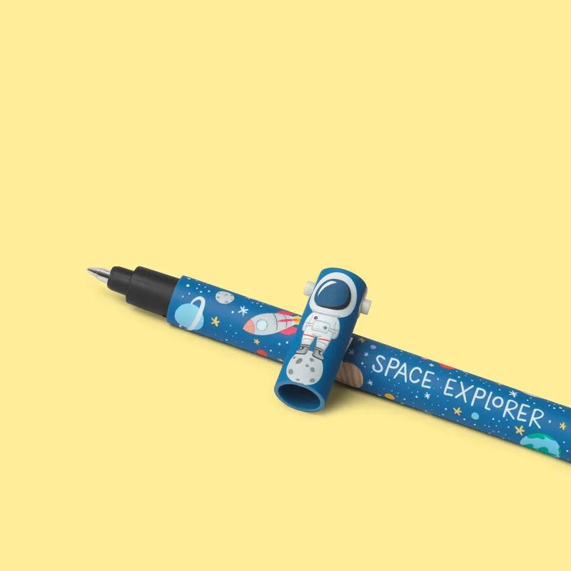 Legami Erasable Gel Pen - Astronaut Themed Black Ink Pen for School, Office & Note Taking | Smooth Writing & Erasable Ink for Students & Professionals