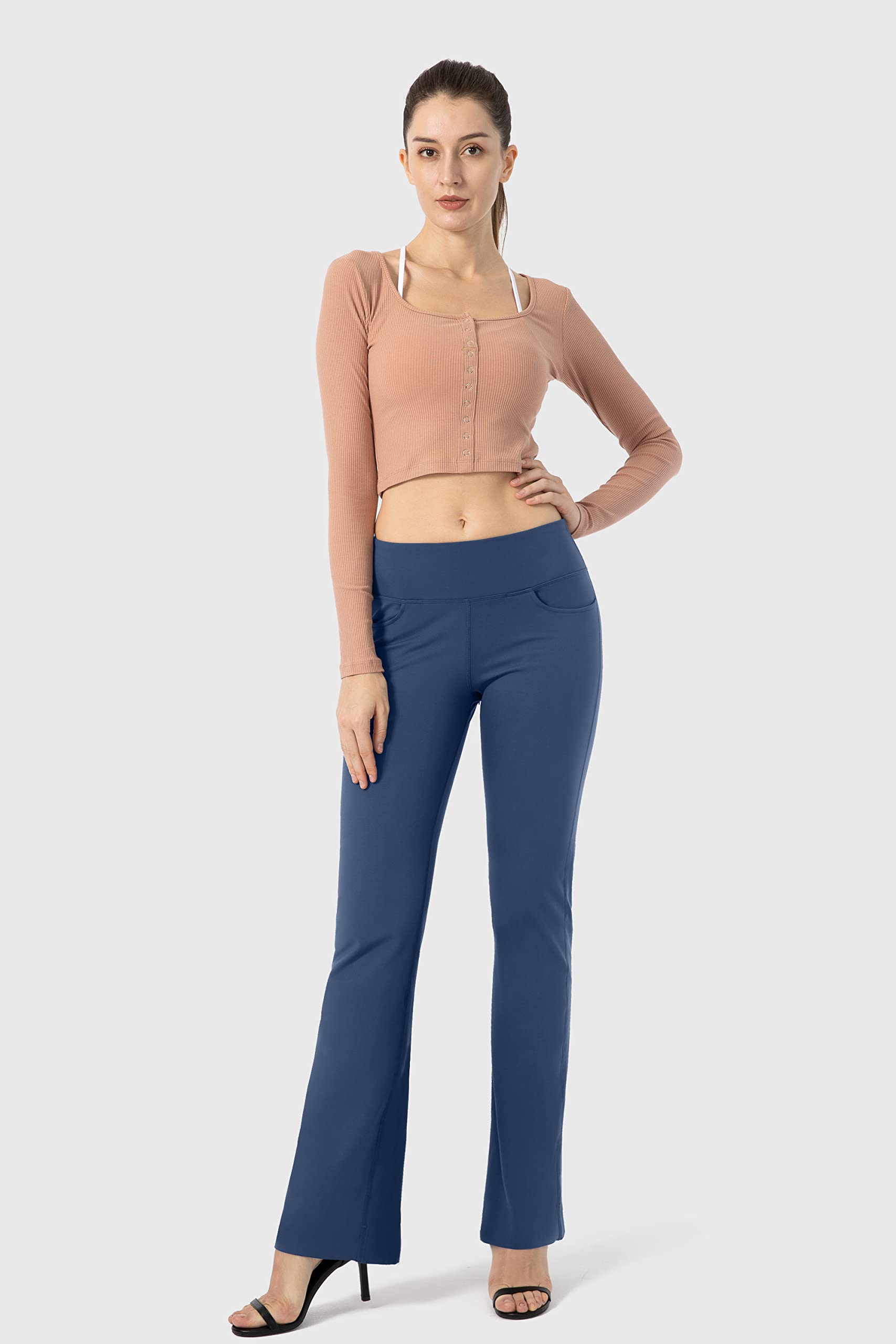 G Gradual Women's High Waist Bootcut Yoga Pants with 4 Pockets - Stretchy Work Dress Pants for Yoga, Office & Casual Wear