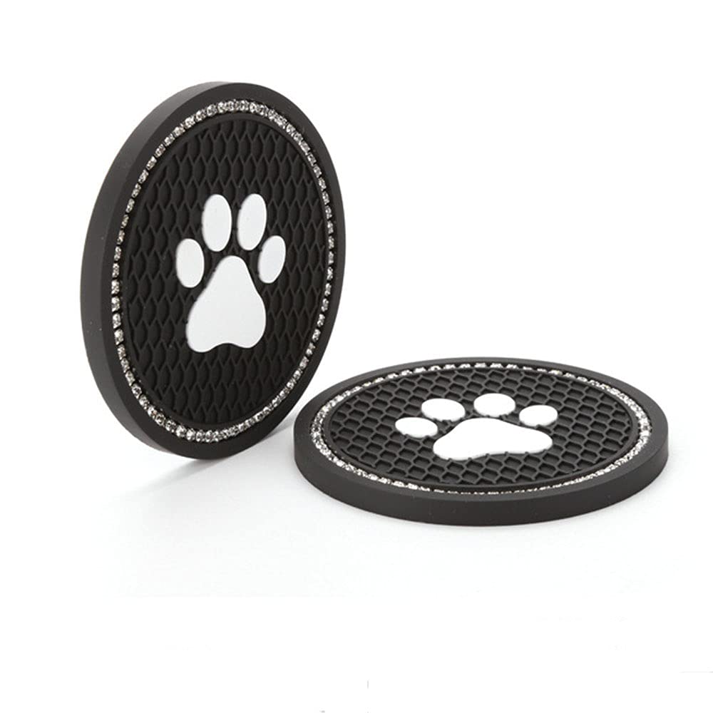 4 Pack Bling Car Cup Holder Coasters - 2.75 Inch Soft Crystal Rhinestone Rubber Pads for Universal Auto Accessories - Perfect for Protecting Your Car Interior from Spills and Scratches (Great for Coffee, Drinks & Daily Commute)