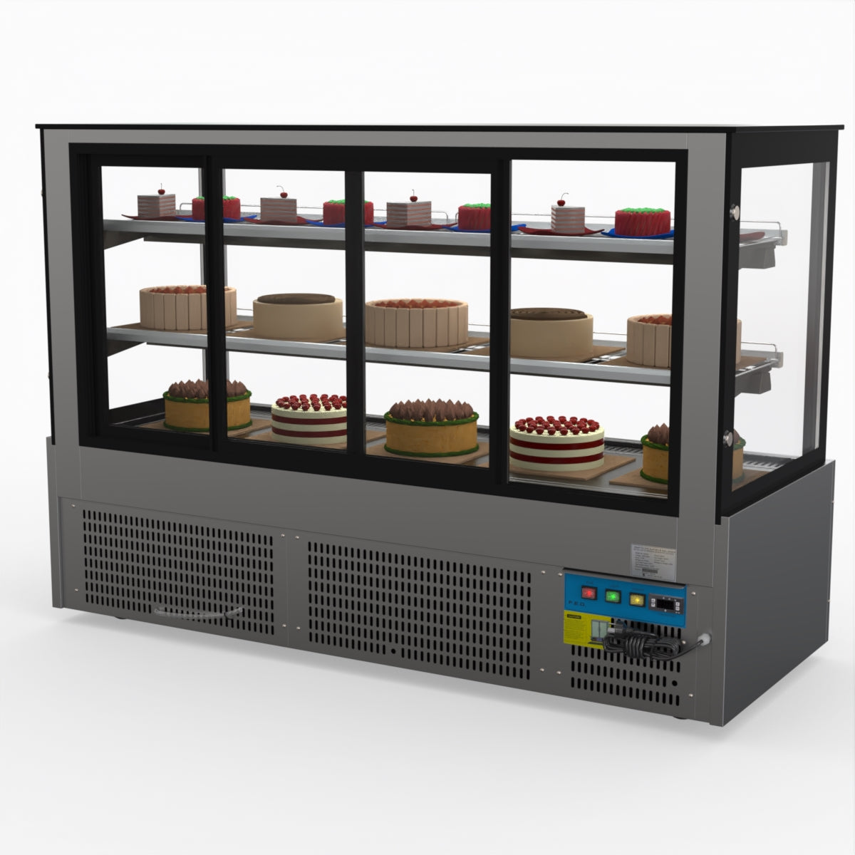 Bonvue SG180FA Commercial Refrigerated Display Case - Dual Glass Door Merchandiser for Deli, Bakery & Grocery - Perfect for Supermarkets, Convenience Stores & Cafes