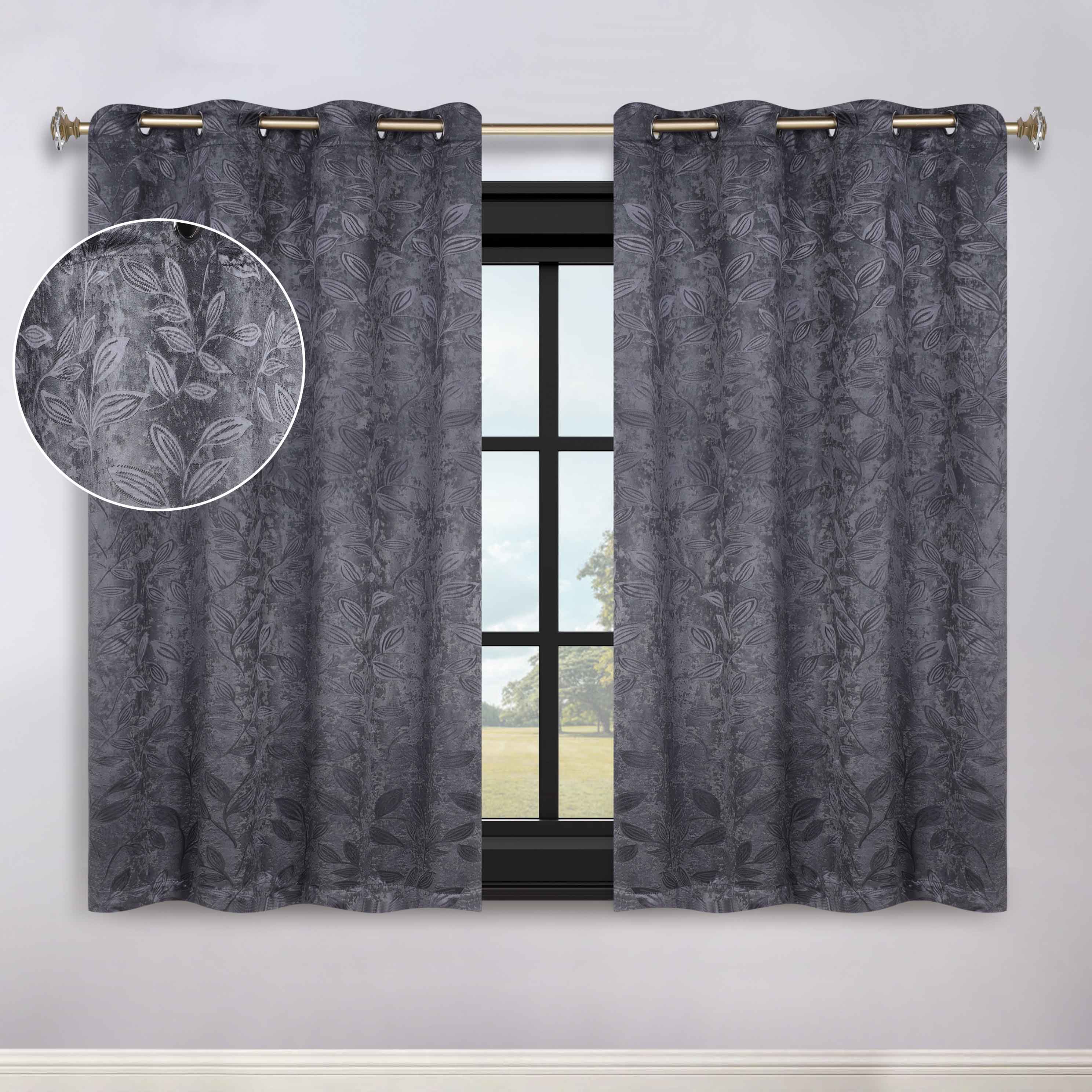 Leaves Grommet Blackout Curtains Set of 2 - Thermal Insulated Room Darkening Drapes for Bedroom & Living Room - Noise Reducing Window Treatment for Home Decor