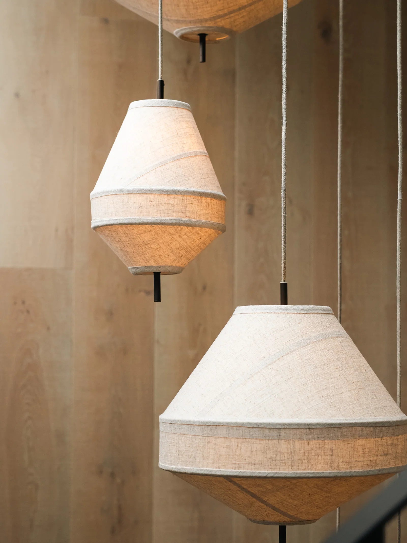 Solara Small Aged Brass and Layered Natural Linen Pendant Light - Vintage Industrial Ceiling Fixture for Dining Room, Kitchen, or Bedroom Lighting