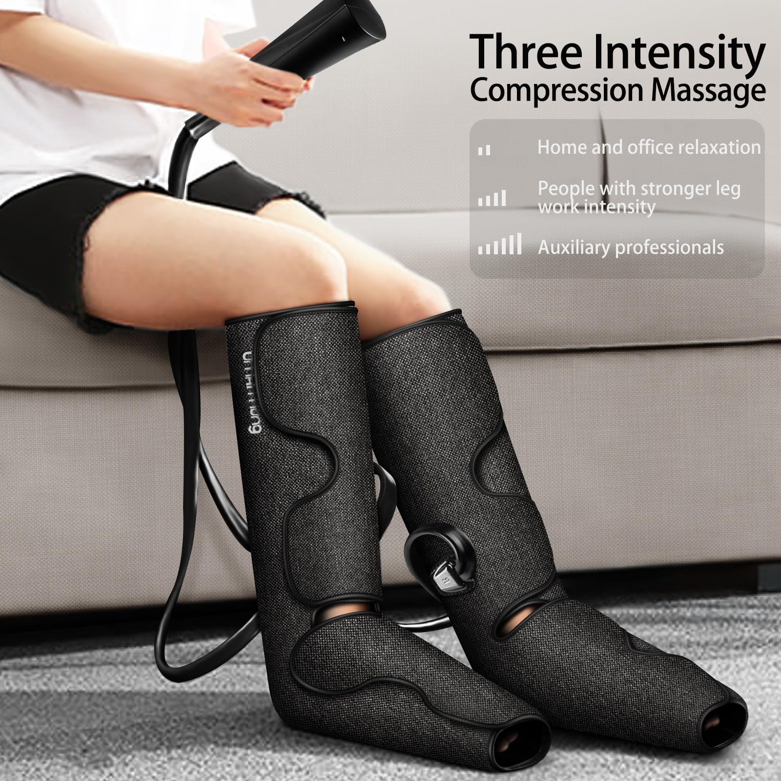 UMARMUNG Air Compression Leg Massager with Heat - Best Gifts for Women, Men, Mom & Dad - Relieves Varicose Veins, Edema, Muscle Fatigue, Cramps & Swelling - Perfect for Home Relaxation, Post-Workout Recovery & Holiday Gifts (Christmas, Father's Day, Mother's Day)