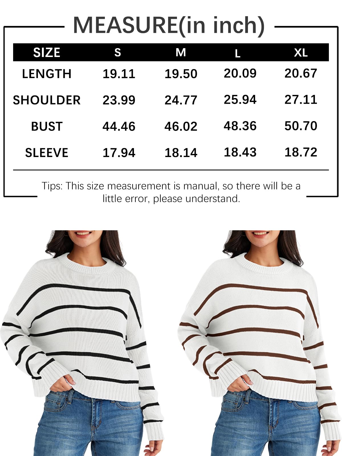 LILLUSORY Women's Striped Knit Sweater - Long Sleeve Cable Crewneck Pullover for Fall & Winter | Casual Office Wear, Date Night Outfit, Cozy Lounge Sweater
