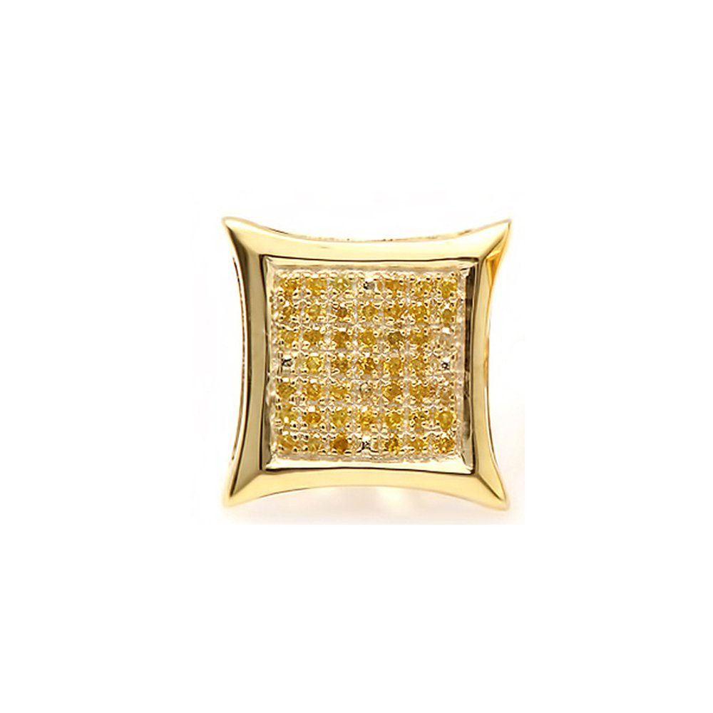 0.10ct Round Yellow Diamond Stud Earrings in Kite Shape - Dazzlingrock Collection - Micro Pave Setting - Perfect for Weddings, Parties & Special Occasions