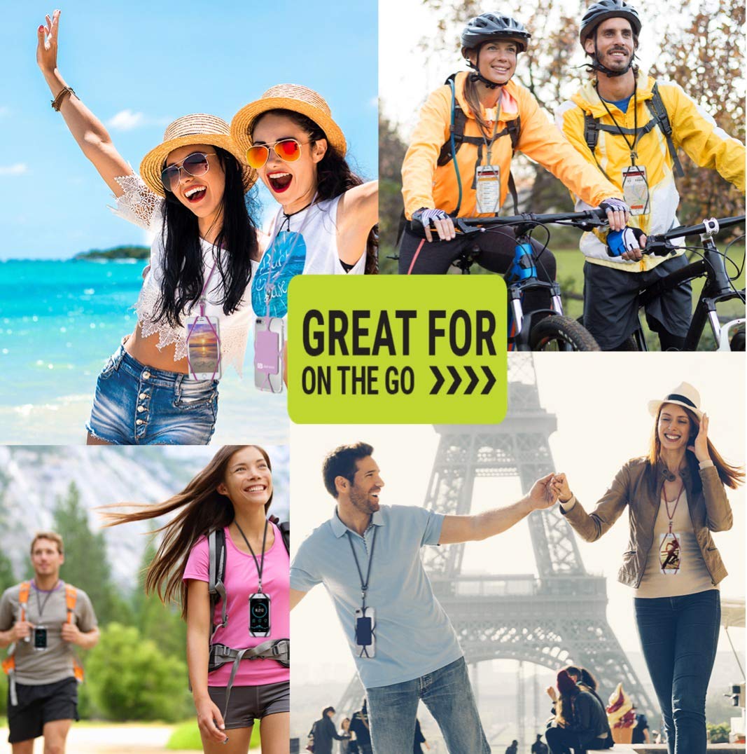 Gear Beast Adjustable Phone Lanyard for iPhone & Samsung Galaxy - Silicone Phone Holder with Card Pocket & Satin Polyester Strap | Perfect for Work, Travel, and Outdoor Activities