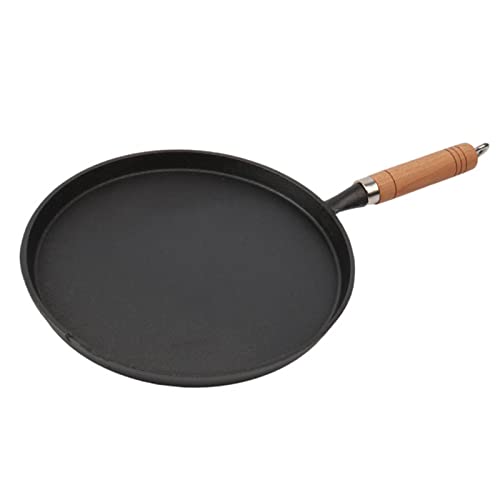 26CM Flat-Bottomed Cast Iron Wok Pan - Non-Stick, Heavy Duty for Frying, Steak, Eggs & Pancakes - Perfect for Home Cooking & Asian Cuisine