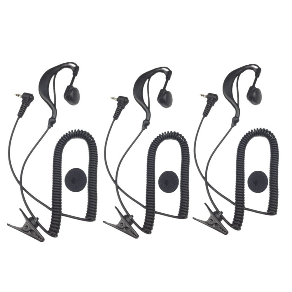 2.5MM 1 Pin G Shape Soft Ear Hook Earpiece Headset - Compatible with Motorola, Icom, Kenwood 2-Way Radios (Pack of 3) - Lightweight & Comfortable for Security, Construction, and Outdoor Activities - by Lsgoodcare