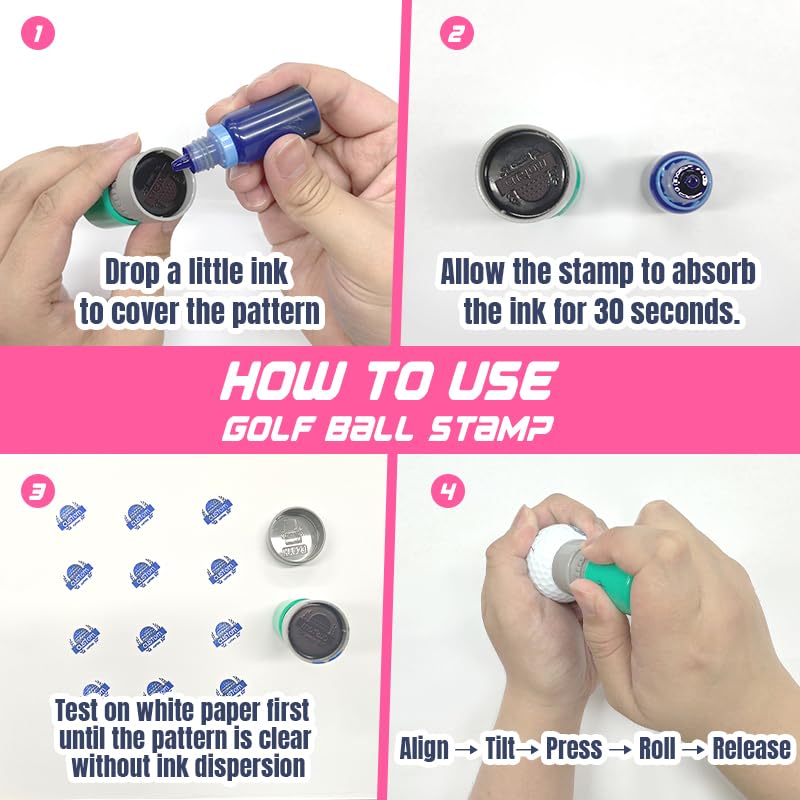 Personalized Golf Ball Stamp Kit - Custom Engraved Golf Ball Marker with Ink Bottle - Durable & Easy to Use - Perfect Golf Gift for Men & Women - Great for Tournaments, Practice & Personalized Golf Accessories