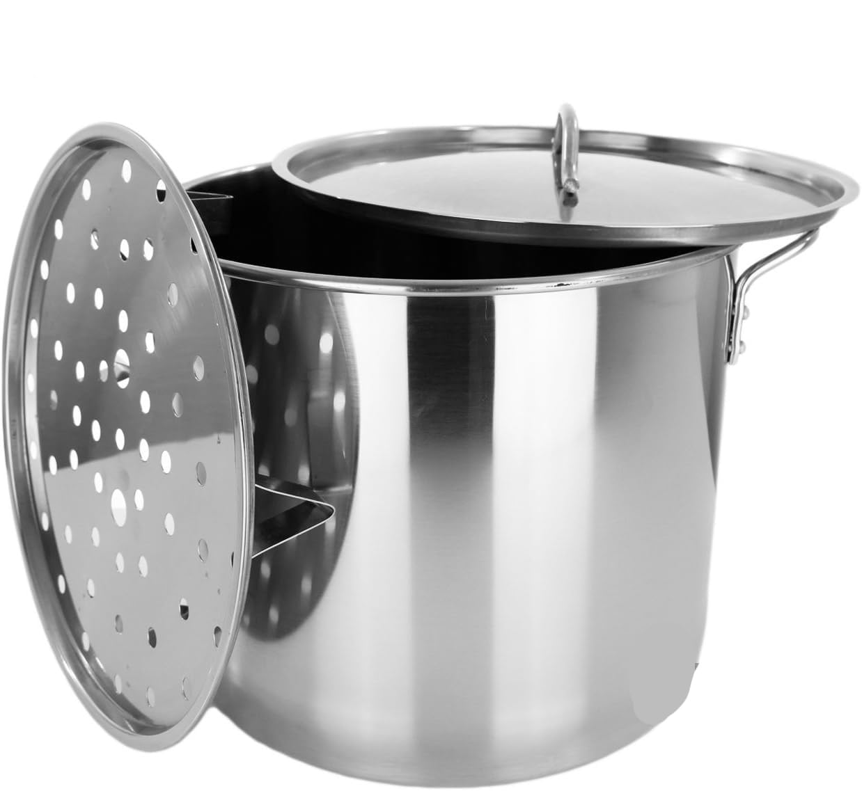 40QT Stainless Steel Stock Pot with Lid - Heavy Duty 10 Gauge Brewing, Steaming & Cooking Pot for Tamales, Canning, Soups & Large Batch Meals - Perfect for Home Kitchens & Commercial Use
