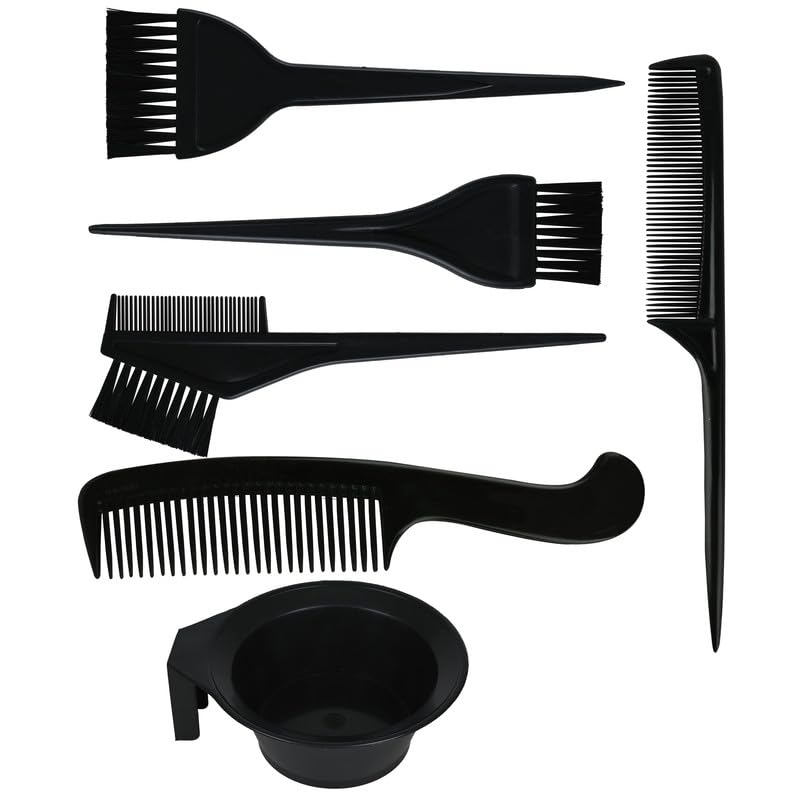 VEDETIC® Professional Hair Coloring Kit - Plastic Hair Dye Brush & Bowl Set with 3 Brush Types & 2 Combs for Salon & Home Use (Men & Women) - Perfect for DIY Hair Coloring, Highlights & Root Touch Ups