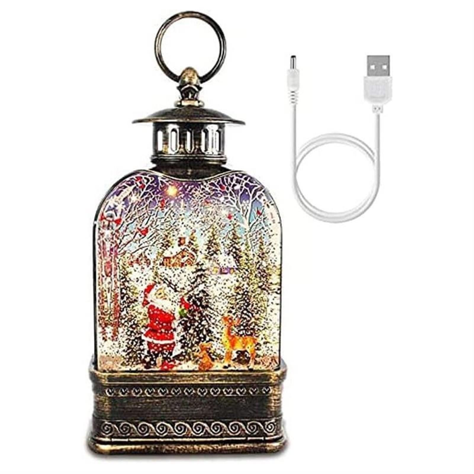 BZGWECD Musical Christmas Snow Globe with LED Lights - Holiday Snow Lantern Music Box for Kids & Home Decor - Perfect for Christmas Tree Ornaments, Gift Giving and Winter Wonderland Displays