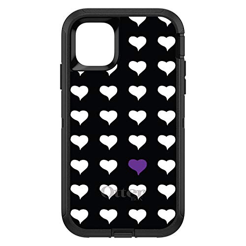 Purple White Black Repeating Hearts On Black Case