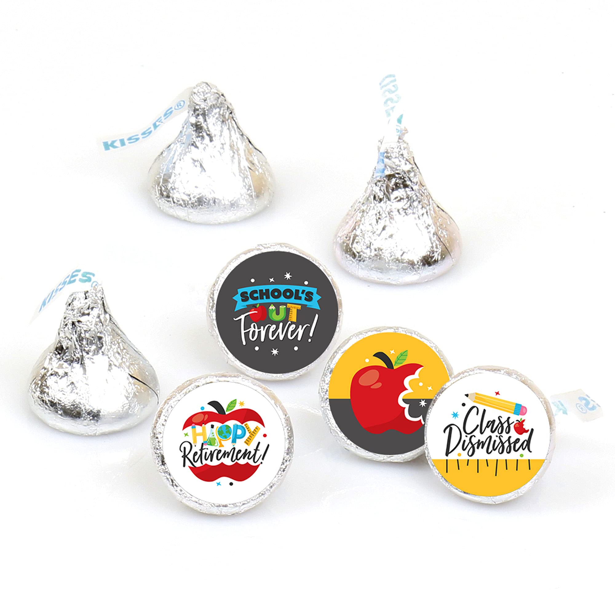 Happy Retirement Party Round Candy Stickers - 108 Count Sheet for Chocolate Candy Favors - Perfect for Teacher Retirement Celebrations, Office Farewells & School Events