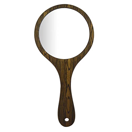 ANGGREK 5 Inch Round Wooden Handheld Mirror - Vintage Hairdressing Mirror with Wood Handle for Salon, Barbers & Hairdressers (Green) | Perfect for Makeup, Styling & Home Decor