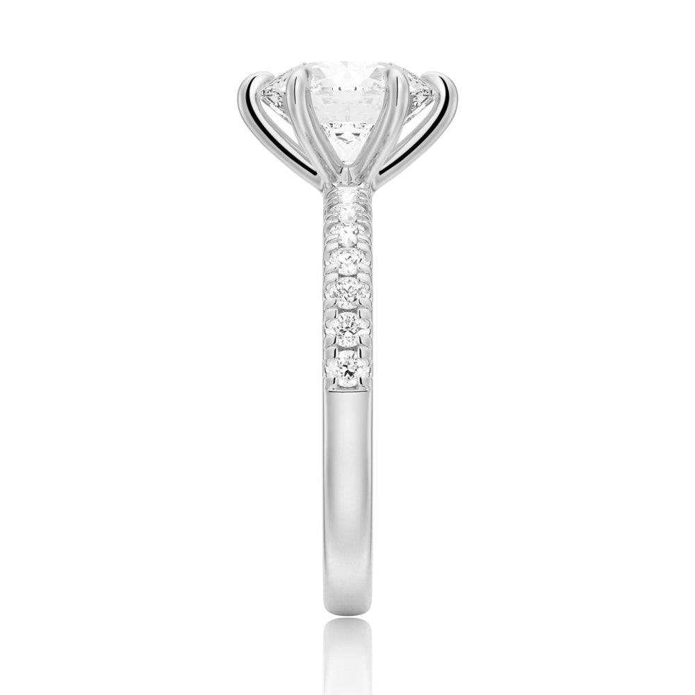Exquisite 6 Prong French Pavé Moissanite Engagement Ring for Women - Perfect for Proposals, Weddings & Anniversary Gifts