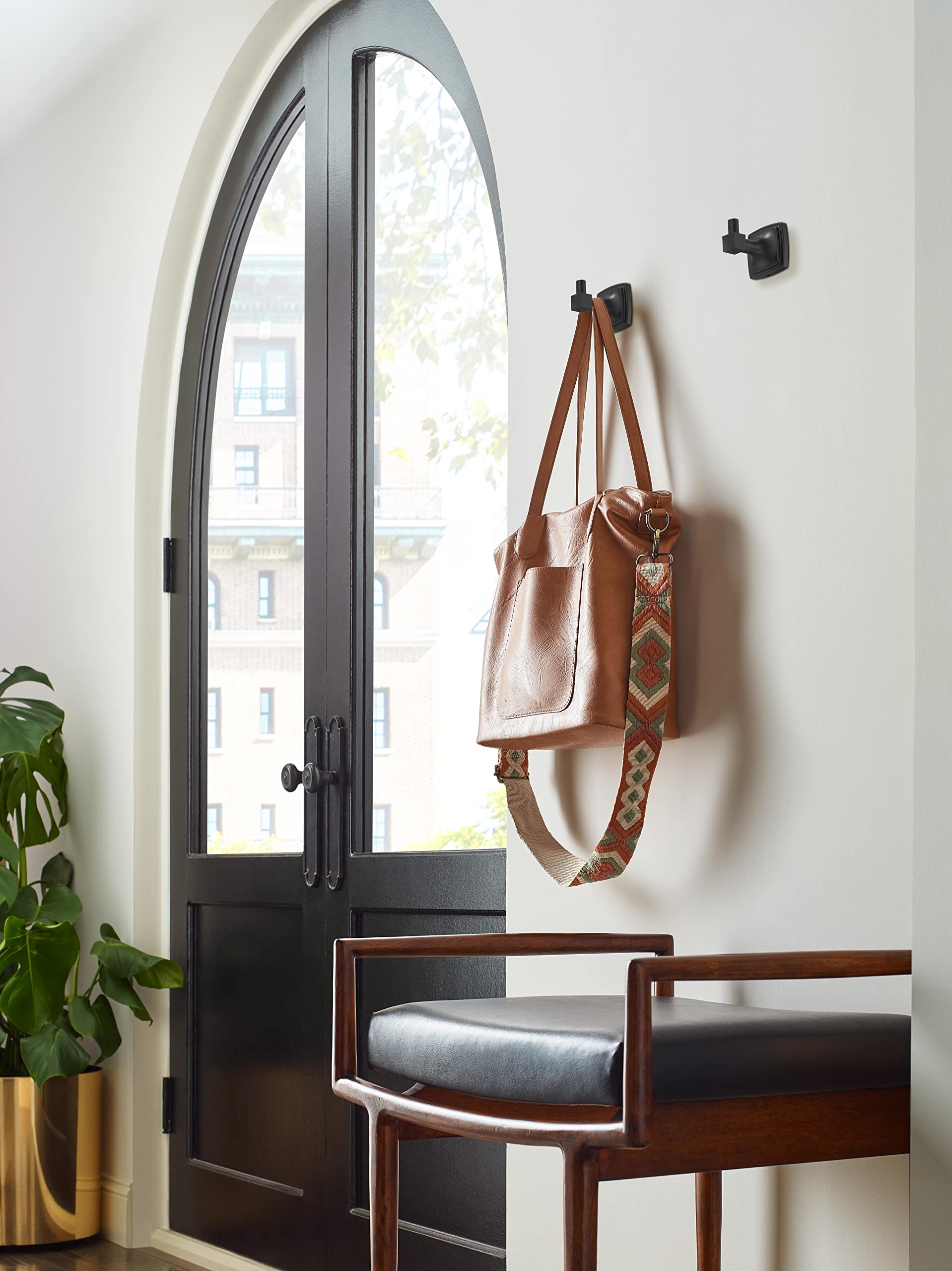 Amerock BH36090MB Matte Black Single Robe Hook - 2-1/4 Inch (57mm) Bathroom Towel Holder - Durable Wall Mounted Hook for Robes, Towels & Bath Accessories - Perfect for Bathrooms, Spas & Dressing Rooms