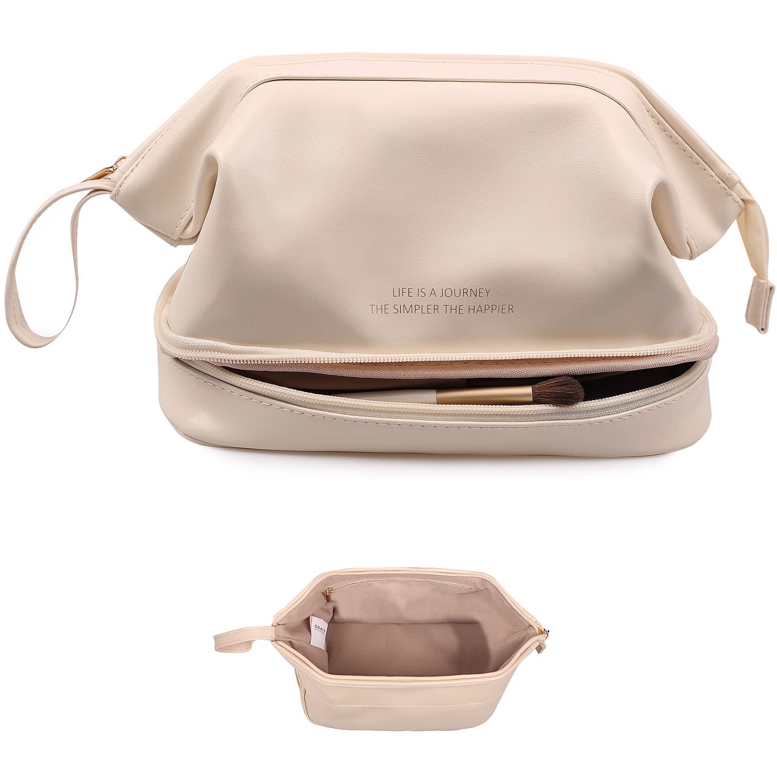 **Abiudeng Large Waterproof Makeup Bag for Women - Travel Cosmetic Organizer with Bottom Pouch, Cute Toiletry Bag for Makeup Essentials | Perfect for Travel, Gym & Daily Use**