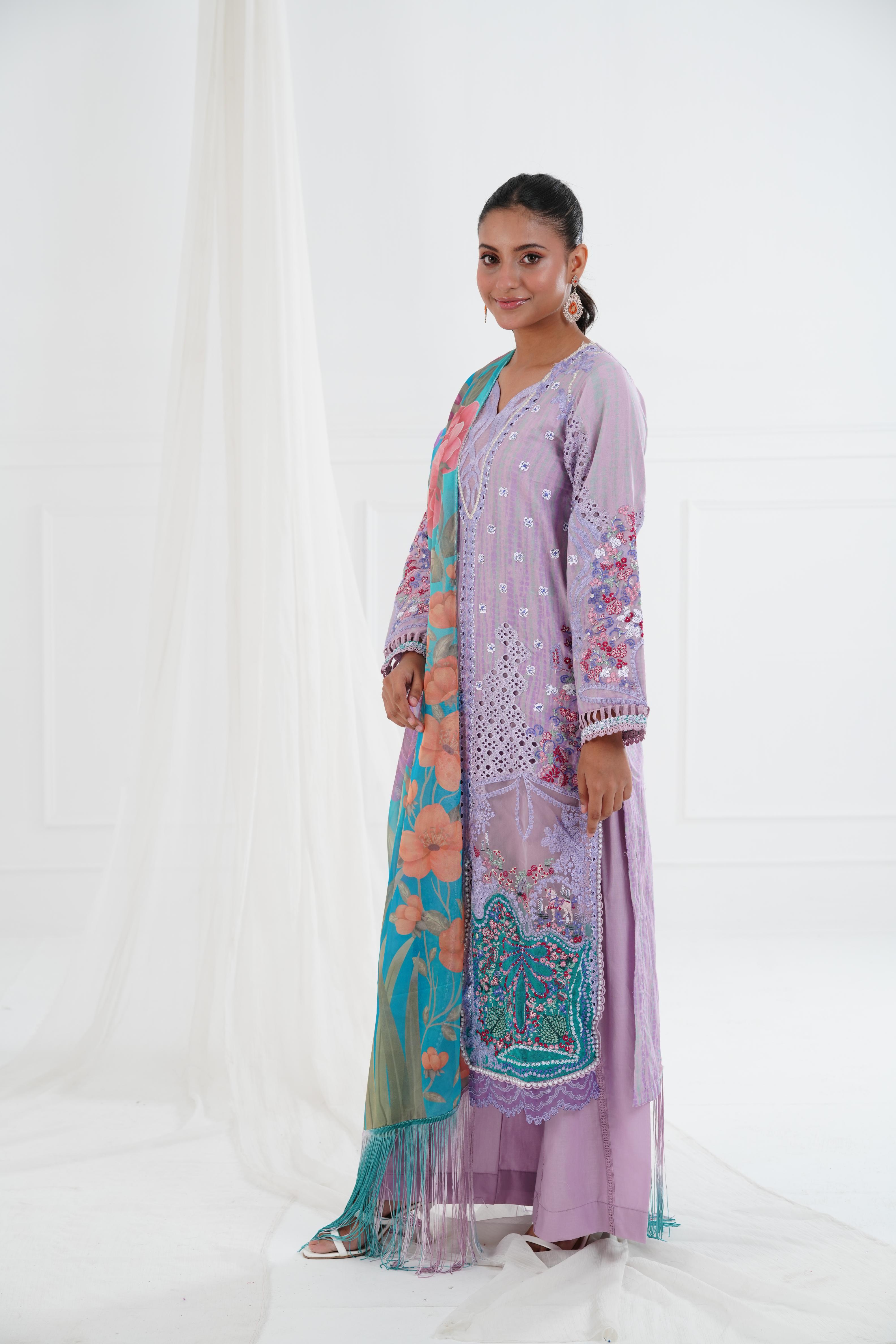 Chrysa Afrozeh Luxury Embroidered Lawn Dress - Elegant & Comfortable for Summer Parties, Weddings & Special Occasions