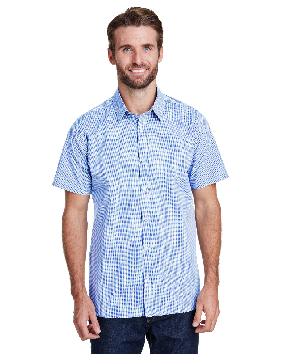 Reprime RP221 Men's Microcheck Gingham Short Sleeve Cotton Shirt - Artisan Collection | Casual Summer Wear & Outdoor Activities