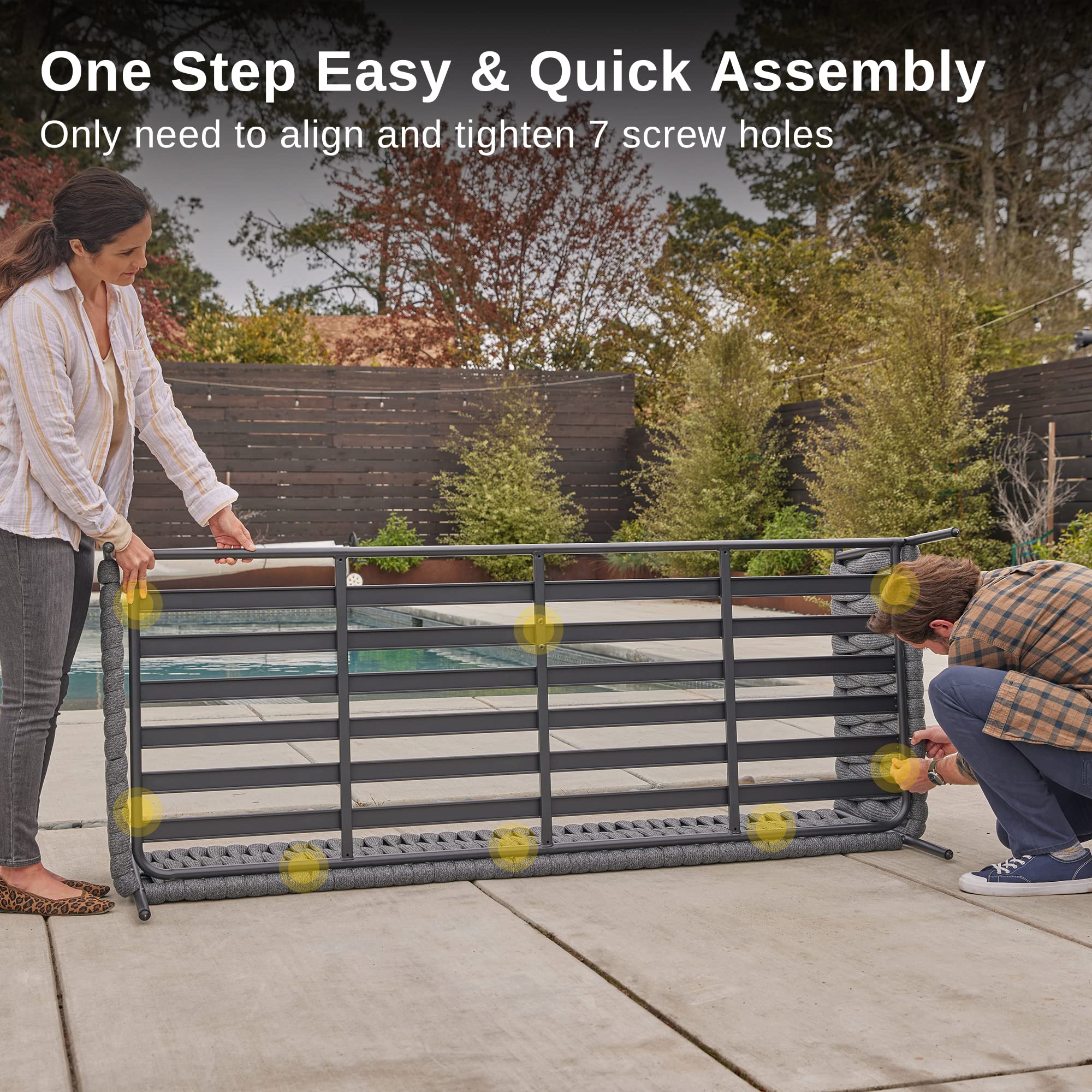 EAST OAK Life Chatter 3-Seater Outdoor Sofa Set with Waterproof Thick Cushions - Modern Patio Furniture for Garden, Porch, Backyard - Earth Black & Misty Grey - Perfect for Lounging, Entertaining, and Relaxing Outdoors