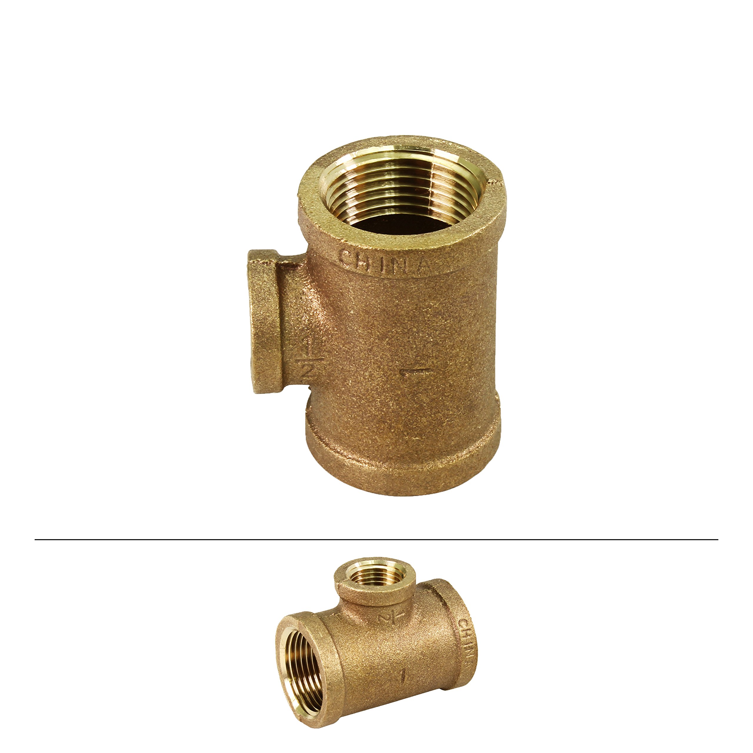 2 Inch Brass Tee Fitting - Heavy Duty Brass Pipe Connector for Plumbing, HVAC & Water Supply - Perfect for Home Repairs, Industrial Use & DIY Projects