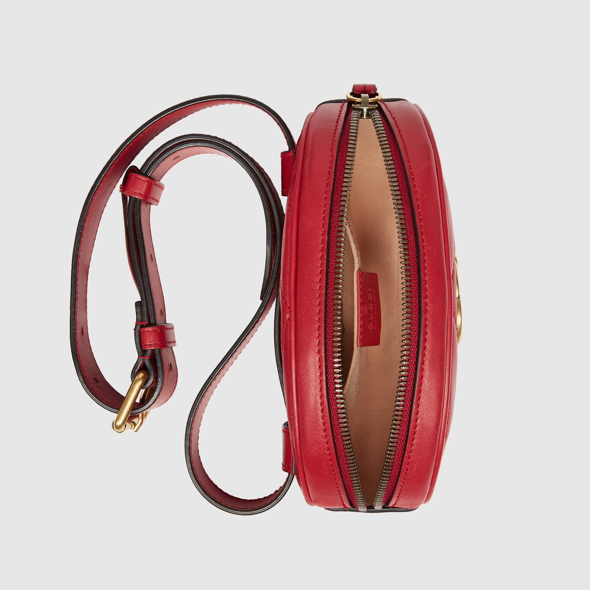 Gucci GG Marmont Matelassé Leather Belt Bag in Hibiscus Red | Crossbody Fanny Pack for Women | Perfect for Travel, Concerts & Everyday Use