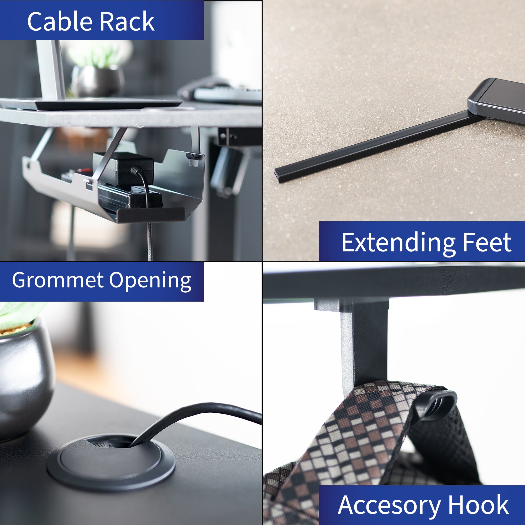 E1L Series 47 x 47 Corner Electric Standing Desk - Adjustable Height Home Office Workstation for Small Spaces | Perfect for Remote Work, Gaming & Study Setup