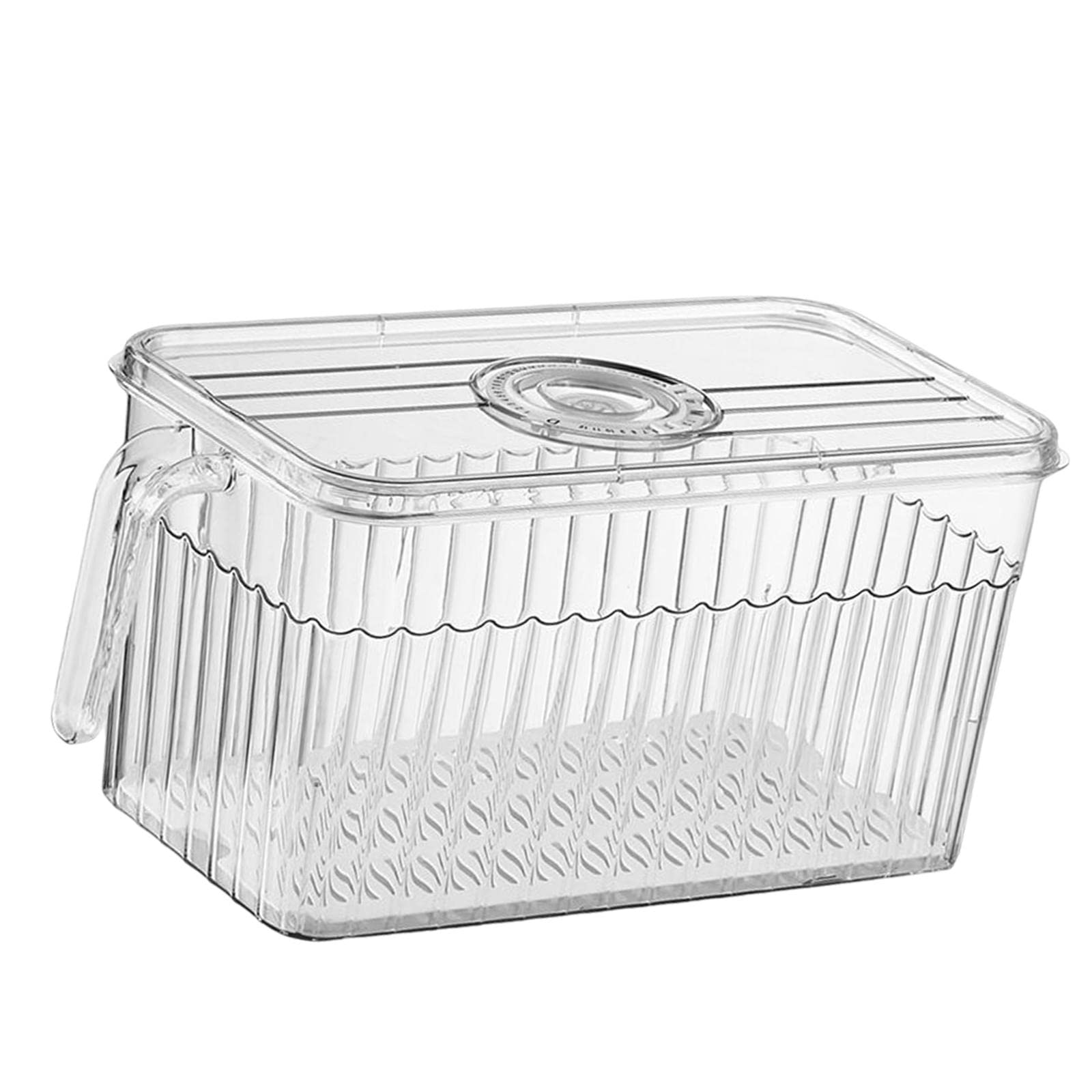 MagiDeal Clear Fridge Organizer Container with Freshness Lid & Handle - BPA-Free PET Food Storage Box for Freezer, Pantry & Kitchen Organization - Perfect for Meal Prep, Leftovers & Snack Storage
