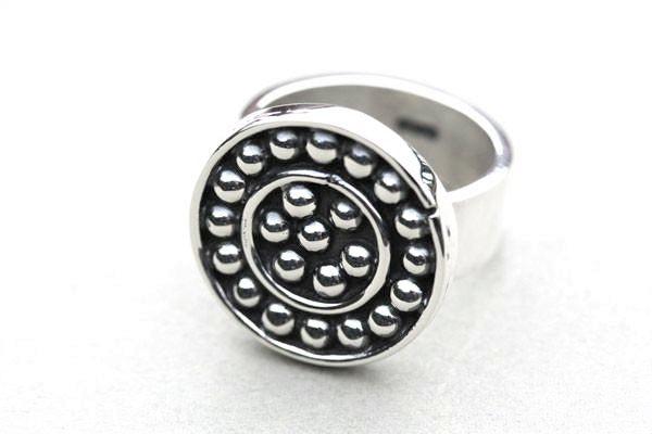 Sterling Silver Beaded Disc Ring - Elegant Stackable Jewelry for Women, Perfect for Everyday Wear & Special Occasions