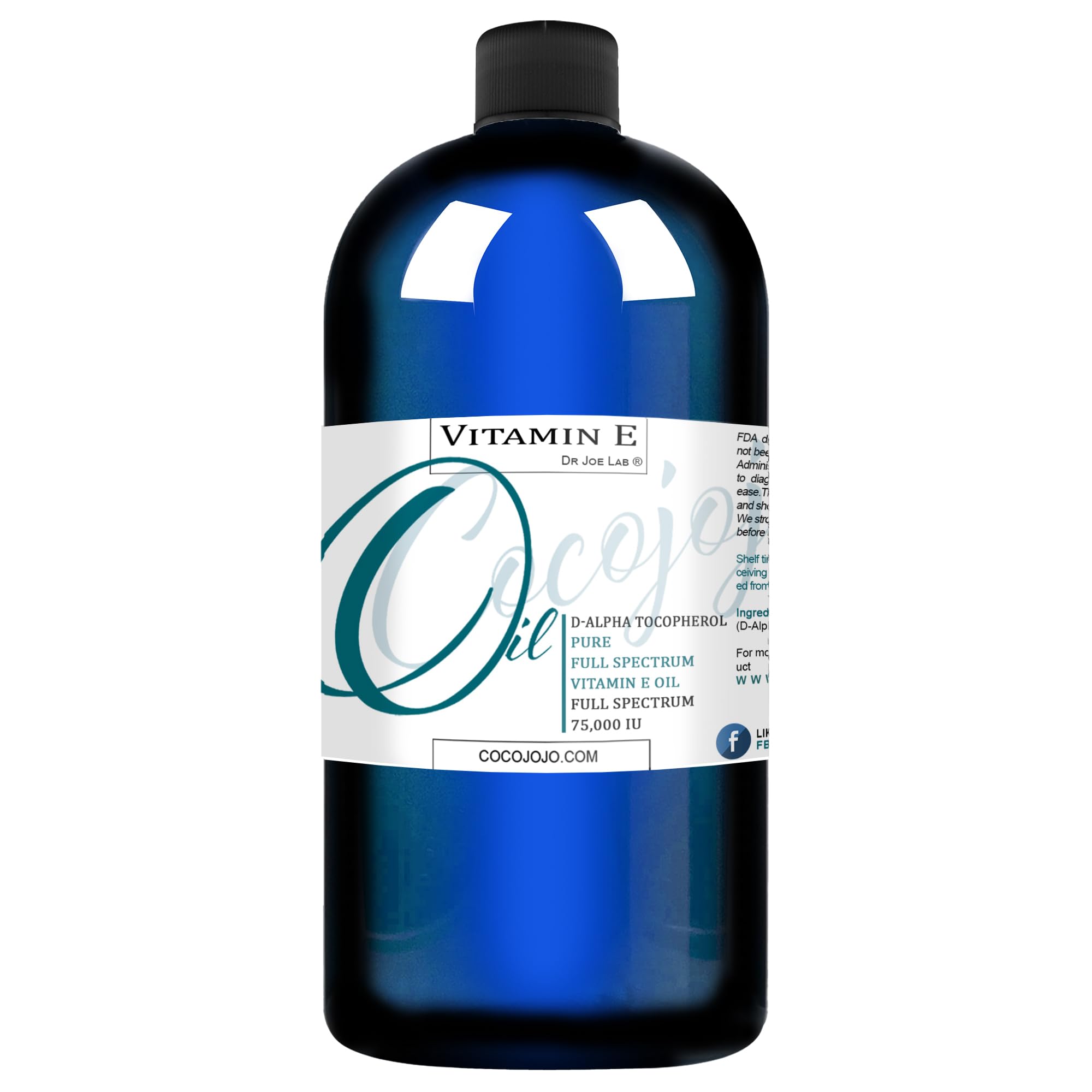Pure Vitamin E Oil 75,000 IU - Undiluted Full Spectrum Alpha Tocopherol for Skin, Hair & Nails - 32oz Hydrating Moisturizer - Perfect for Dry Skin Care, Anti-Aging & Hair Growth Treatment