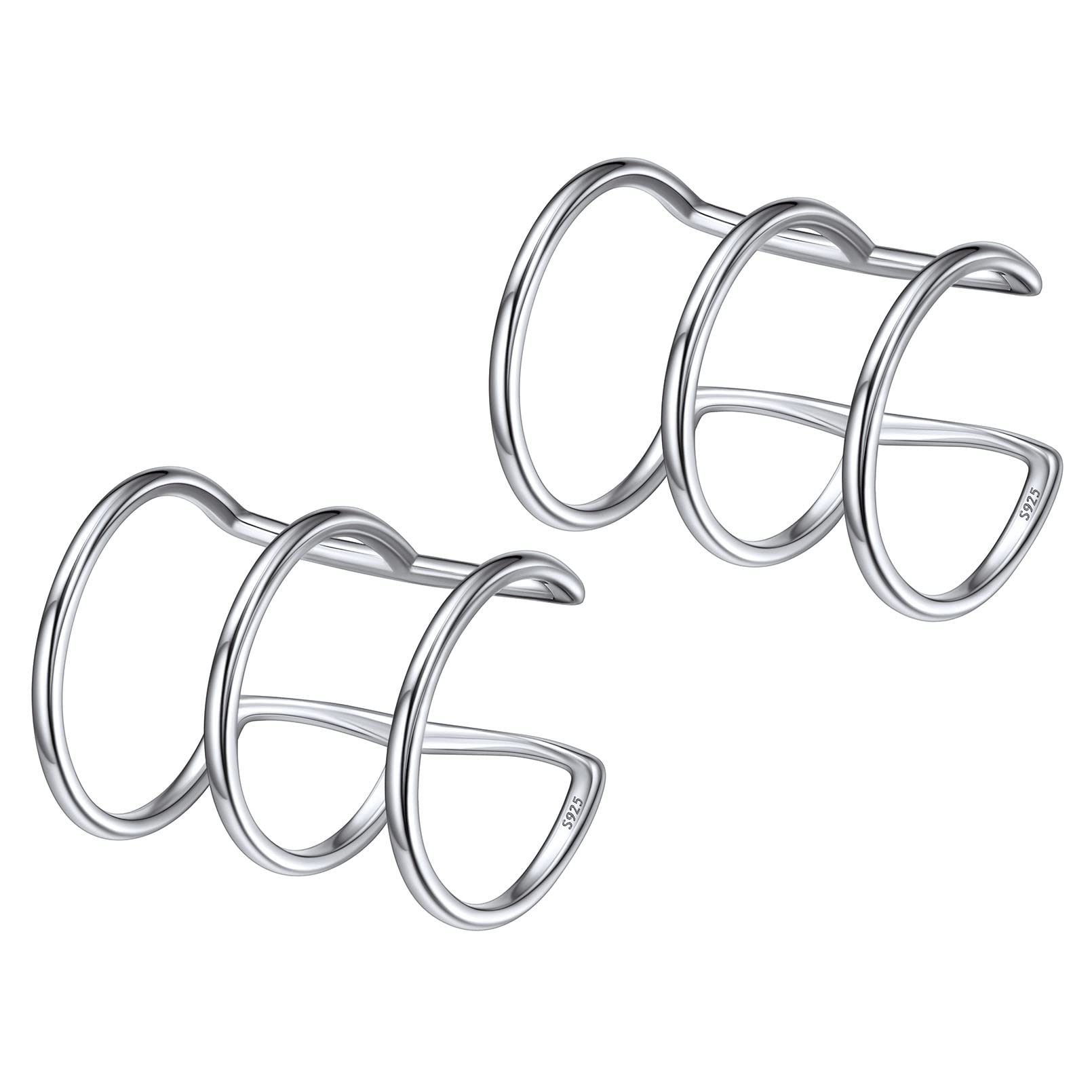 ChicSilver 925 Sterling Silver Non-Piercing Clip-On Cartilage Ear Cuff Earrings for Women - Hypoallergenic Fashion Jewelry Gift (with Gift Box) | Perfect for Parties, Weddings & Everyday Wear