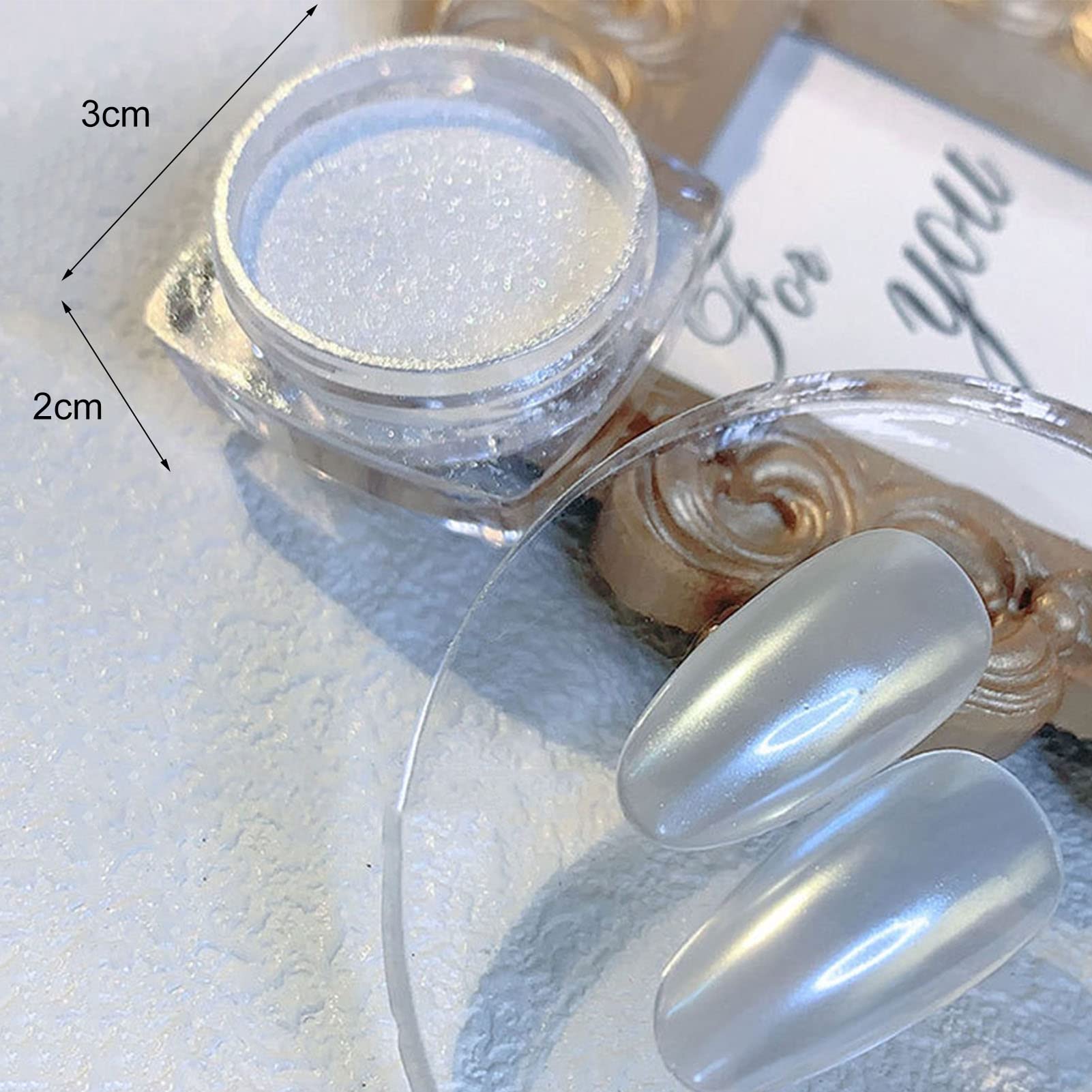 Pearl White Nail Powder - High Gloss Pearlescent Pigment for Nail Art, Holographic Ice Aurora Dust & Chrome Finish | DIY Manicure, Salon Quality Nail Designs for Home Use, Party & Special Occasions